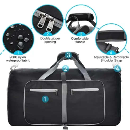 65L Duffle Bag Foldable Waterproof Travel Duffel Bags Duffle Overnight Weekend Travel Gym Bag image {3}