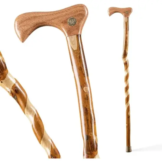 Brazos Hickory Wooden Walking Cane, Handcrafted Walking Stick for Men & Women, USA image {4}