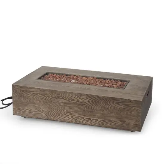 Senoia Outdoor Rectangular Fire Pit with Tank Holder - Brown - Christopher Knight Home image {4}