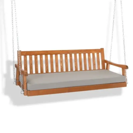 Karl Home 6.3 FT Solid Wood Porch Swing with Cushion image {7}
