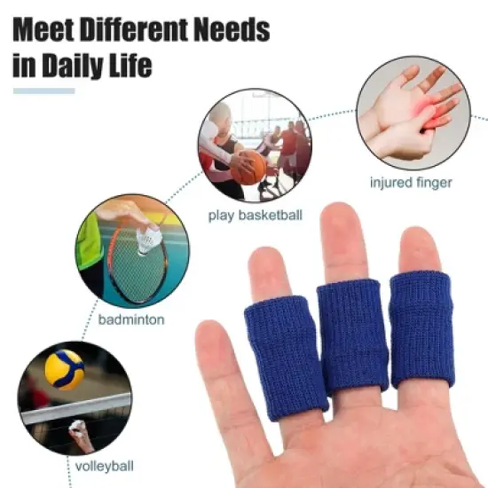 Unique Bargains Black Beige Blue Breathable Finger Sleeves Thumb Braces Support Elastic Compression Protectors for Arthritis Trigger Finger 30pcs image {5}