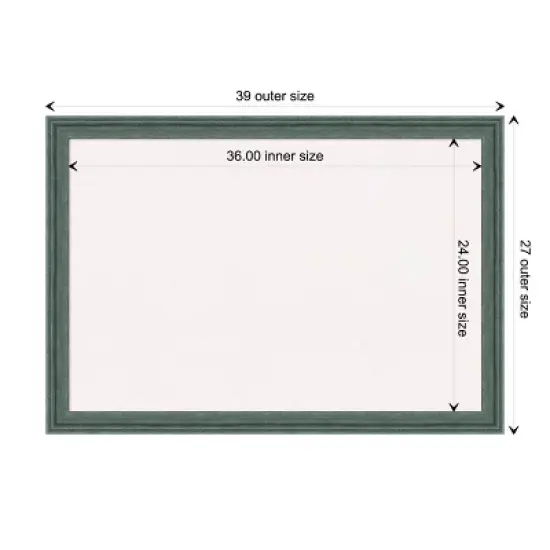 Amanti Art 39"x27" Upcycled Wood Frame White Cork Board Teal/Gray : Wall Mounted, Bulletin Board image {9}