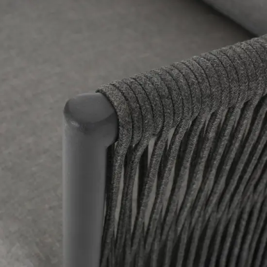 Handford 2pk Aluminum & Rope Club Chair Black/Gray: Weather-Resistant Patio Accent Chairs - Christopher Knight Home image {3}