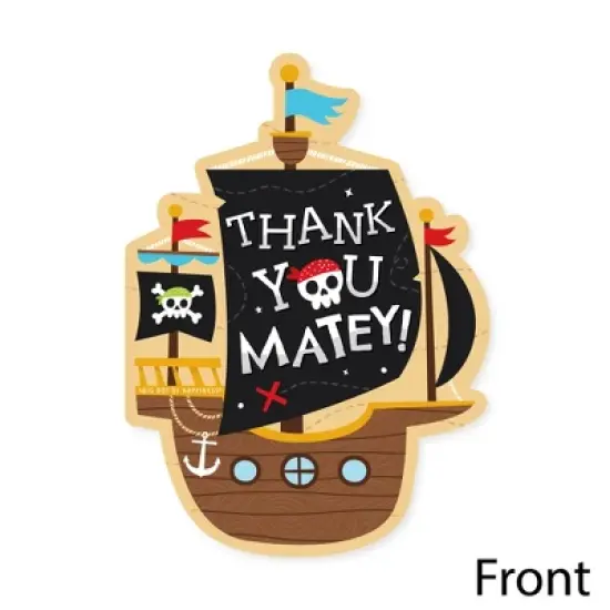 Big Dot of Happiness Pirate Ship Adventures - Shaped Thank You Cards - Skull Birthday Party Thank You Note Cards with Envelopes - Set of 12 image {2}