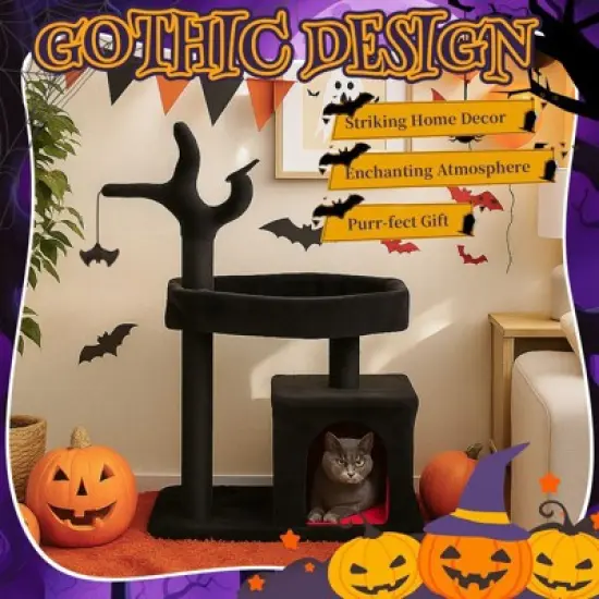 Karl Home 44.5 inch Black Red Gothic  Halloween Cat Tree image {6}
