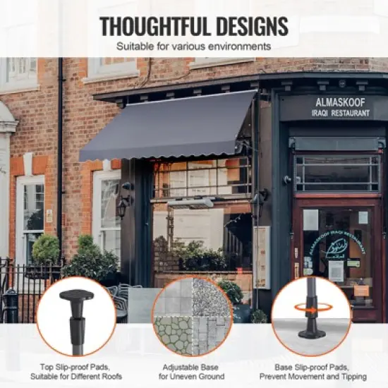 VEVOR 138 x 47" Patio Awning Retractable, Awning Sunshade Shelter with Manual Crank Handle, Outdoor Patio Canopy Sunsetter Deck, Dark Gray image {5}