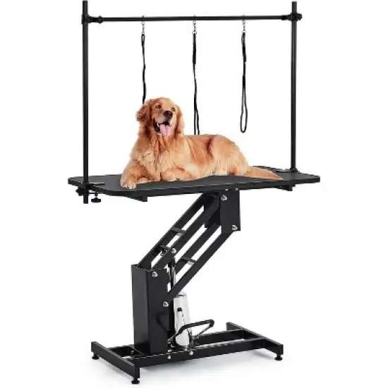 43.3" Hydraulic Dog Grooming Table w/ Adj. Arm/Noose (22"-39" Ht) - Heavy Duty 350LB Max Professional Pet Grooming image {7}