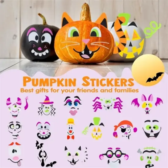 Joyfy 16 Packs Halloween Foam Craft Kit Pumpkin Decor Stickers, Halloween Party Favors School Games Gifts for Kids, Arts Activities Party Supplies image {1}