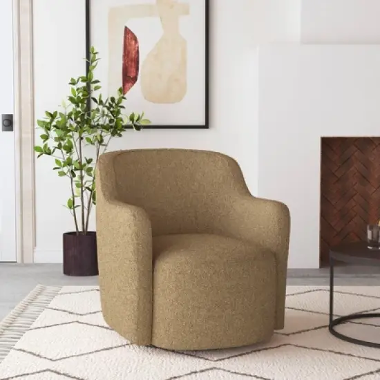 HomePop Upholstered Swivel Accent Chair Light Tan image {8}