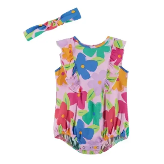 Andy & Evan  Infant Girls Floral Bubble Set image {7}