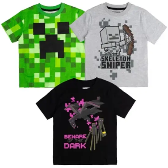 Minecraft Mobs Skeleton Enderman 3 Pack T-Shirts Little Kid to Big Kid image {9}