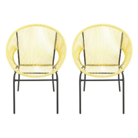 Christopher Knight Home Nusa Outdoor Rattan and Metal Acapulco Weave Club Chairs (Set of 2) image {12}
