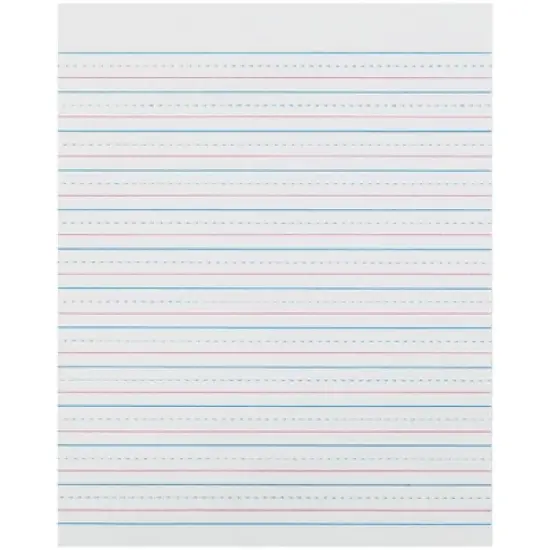 Zaner-Bloser&reg; Sulphite Handwriting Paper, Dotted Midline, Grade 2, 1/2" x 1/4" x 1/4" Ruled Short, 8" x 10-1/2", 500 Sheets Per Pack, 2 Packs image {1}