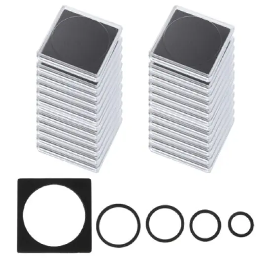 Unique Bargains Square Coin Snap Holder with Foam Gasket 1.89 x 1.89 x 0.26 inch 24 Pcs Clear Black image {5}