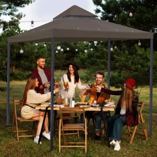 Yescom 137"x137" Gazebo Top Replacement for 2Tier Fit for Y005115T10 Gazebo Cover Patio Garden Outdoor Party Yard Coffee image {8}