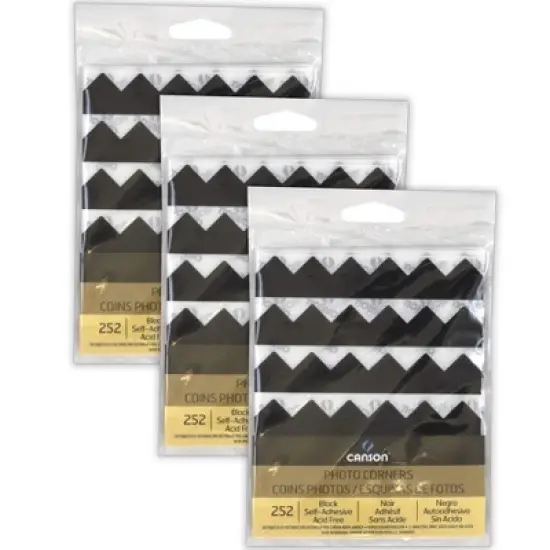 Canson Self Adhesive Photo Corners, Black, 252 Pieces Per Pack, 3 Packs image {3}