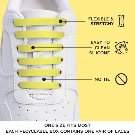 The Original Stretchlace No-Tie Silicone Elastic Shoelaces &ndash; Yellow Tieless Shoe Laces (1 Set) image {4}