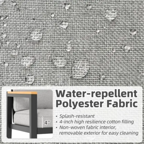 4 Piece Modern Outdoor Conversation Sets with 4 Inch Cushion & 5mm Tempered Glass Table image {1}