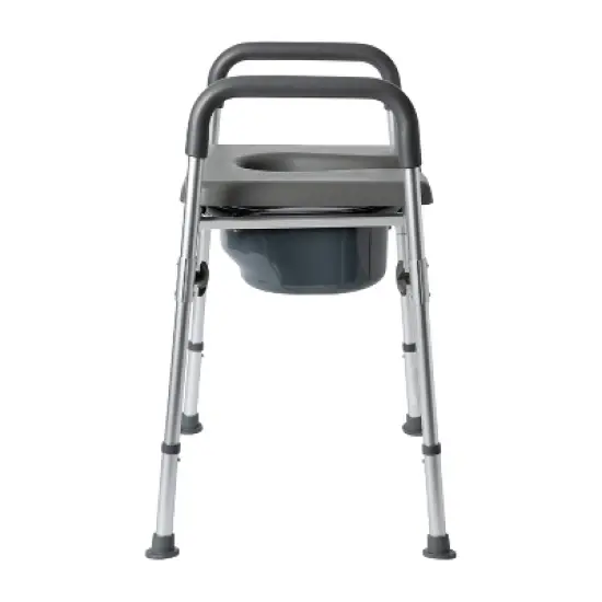 Emma and Oliver Shower Commode Chair with Safety Rail, Height Adjustable Frame, Padded Seat & Armrests, Removable Pail with Lid, Fits Most Toilets image {5}