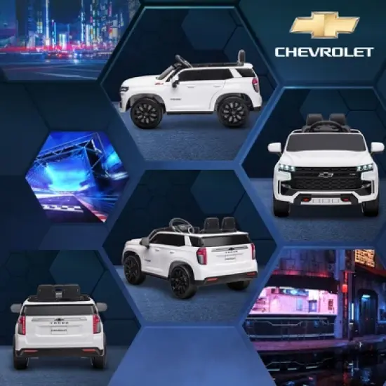 Aosom Licensed Chevrolet TAHOE Electric Car for Kids with Remote Control, 12V Battery Powered Ride On Car with 2 Speeds, Spring Suspension, LED Lights, MP3, Horn, Music, for 3-6 Years Old, White image {4}