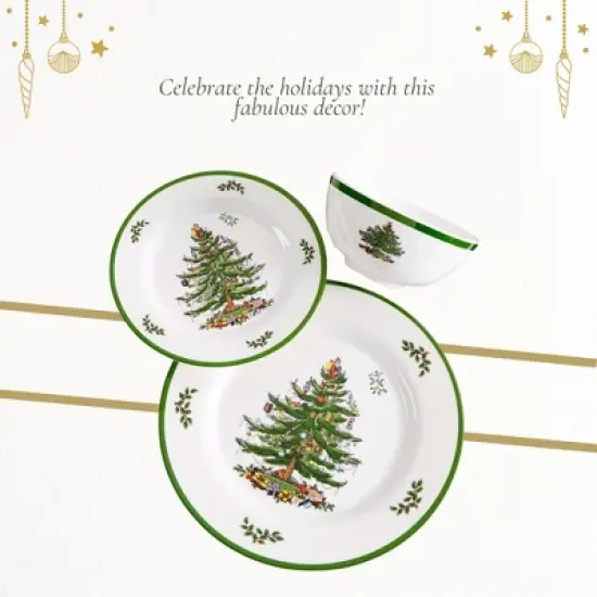 Spode Christmas Tree 6-Inch Melamine Bowls - Set of 4 Festive Bowls for Soup, Dessert, Holiday Dishes - Durable, Dishwasher Safe - Versatile Tableware image {4}