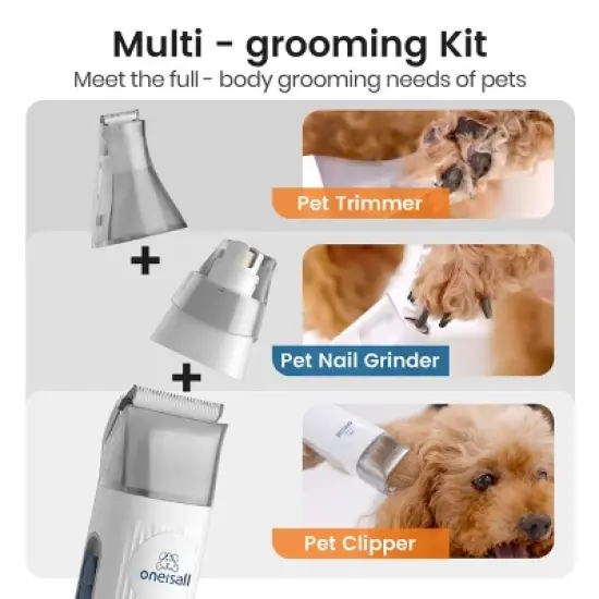 Oneisall LM2 Pet Grooming Vacuum Kits- 1.5L Dust Cup, 7 Tools, Clipper & Nail Grinder for Shedding & Cleaning, for Dogs&Cats image {4}