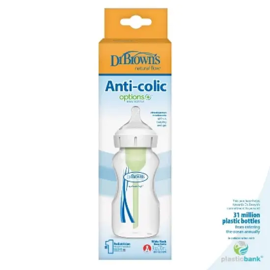 Dr. Brown's 9oz Anti-Colic Options+ Wide-Neck Baby Bottle with Level 1 Slow Flow Nipple - 0m+ image {18}