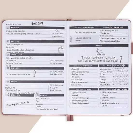 Undated Planner Weekly 8.25"x5.75" Rose Gold - Clever Fox image {2}