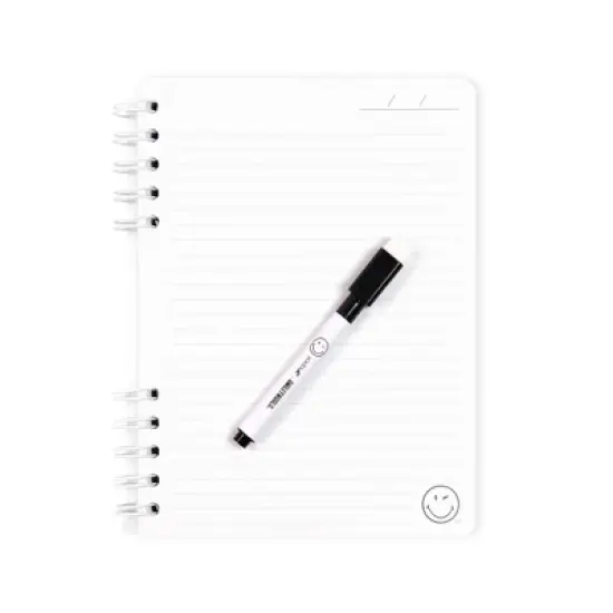 Yoobi SmileyWorld Erasable Cover Notebook 6"x8" with Dry Erase Marker, School Supplies image {1}
