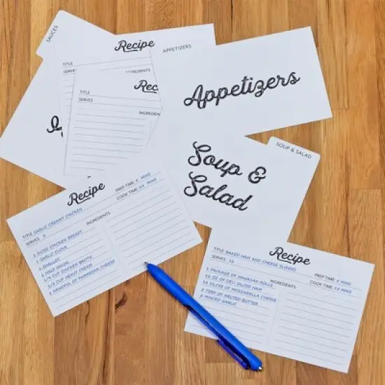 AuldHome Farmhouse Recipe Card Set; 100 Cards w/ 18 Dividers, Fits 4x6 Recipe Boxes, Double-Sided Modern Farmhouse Style image {1}