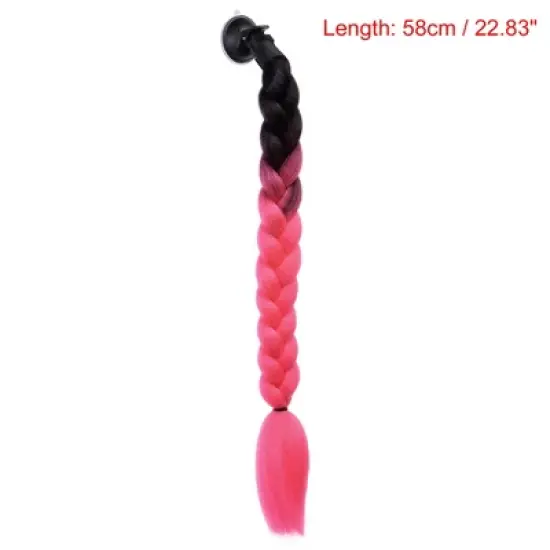 Unique Bargains Suction Cup Braid Gradient Helmet Decor Ponytail 22.83" image {1}