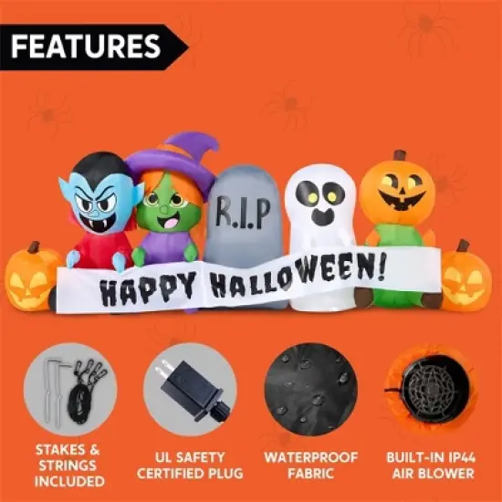 Joyfy 8 FT Long Inflatable Halloween Outdoor Decorations, Inflatable Pumpkin Ghost Vampire Witch Tombstone with LEDs for Yard Garden Lawn Decorations image {5}
