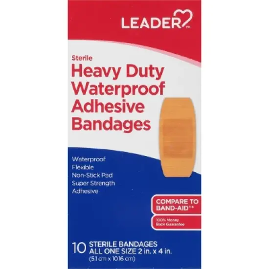 Leader Sterile Heavy Duty Waterproof Adhesive Bandages 10 ea image {4}