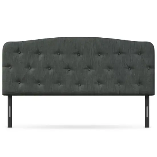 Costway Full Size Upholstered Headboard Only Adjust Button Tufted Faux Linen Light Grey\Dark Grey image {9}