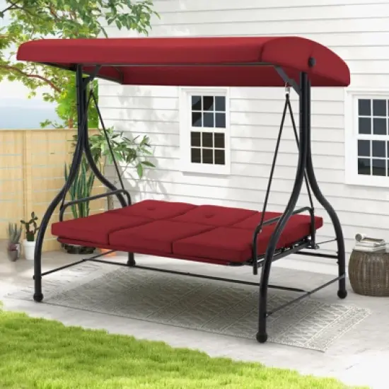 Anybear Red Outdoor Reclining Swing image {7}