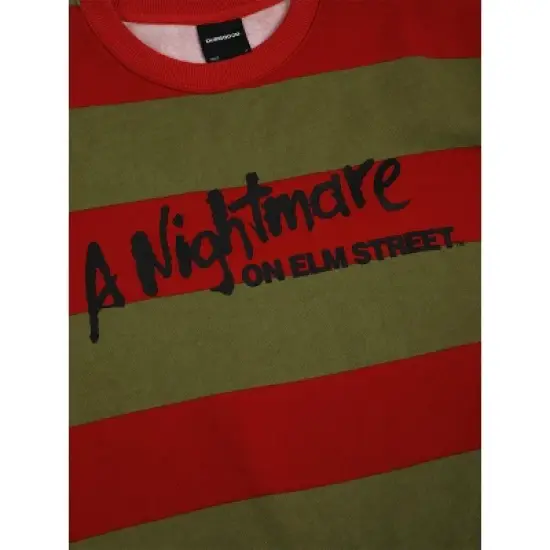 A Nightmare On Elm Street Logo Crew Neck Long Sleeve Striped Adult Tee image {1}