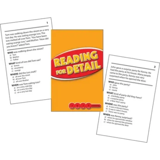 Edupress Reading for Detail Practice Cards Red Level, Levels 2.0-3.5 image {1}