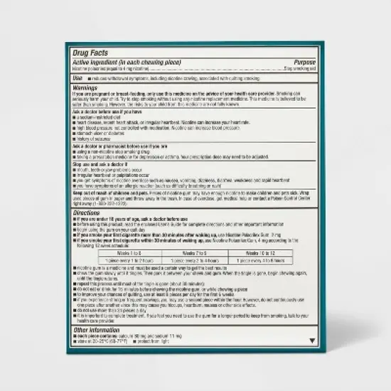 Nicotine 4mg Gum Stop Smoking Aid - Mint Flavor - 170ct - up&up&trade; image {2}