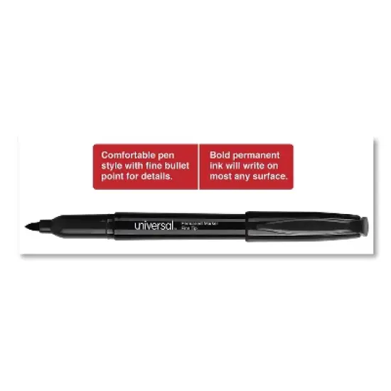 Universal Pen-Style Permanent Marker Bullet/Fine Point Black 36/Pack 07070 image {3}