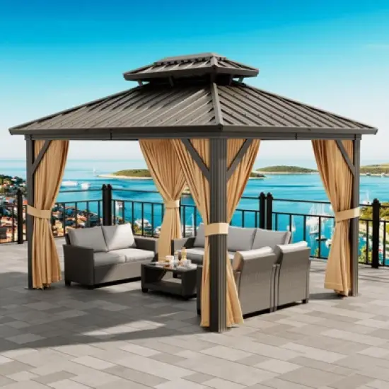 Gazebo 10x12 FT, Garden Tent, Frame of Aluminum, Tin Roof Pavilion image {5}