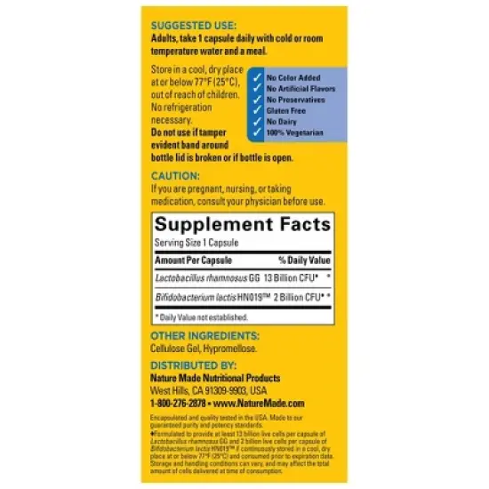 Nature Made Digestive Probiotics Advanced Dual Action Capsules - 15 Billion CFU per serving - 30ct image {7}