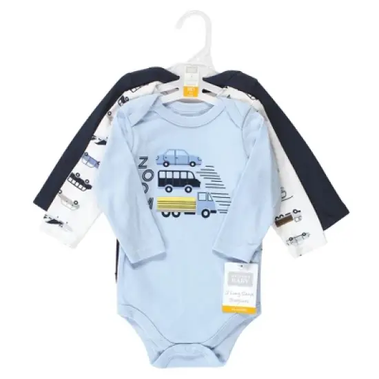 Hudson Baby Infant Boys Cotton Long-Sleeve Bodysuits, Vehicles image {1}