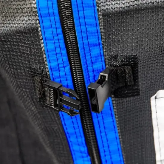 GDFStudio Edwina Outdoor/Indoor Metal Ladder Round Trampoline with Enclosure and Basketball Hoop image {7}