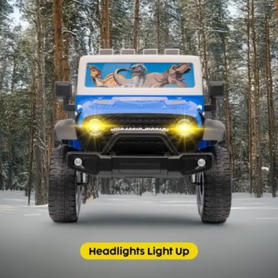 12V Jeep - Jurassic World Kids Ride‑On Car with LED Lights and Rechargeable Battery image {4}