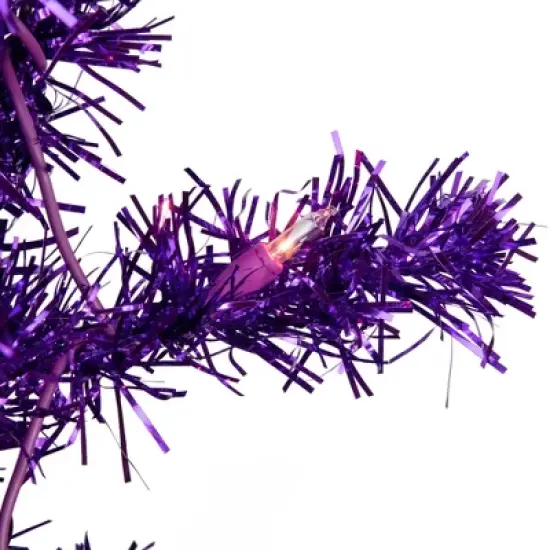 Northlight 6' Pre-Lit Purple Artificial Tinsel Christmas Tree, Clear Lights image {1}