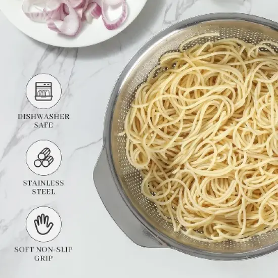 18/8 Stainless Steel Microwell Colander, Fruits, Rice, and Pasta image {2}