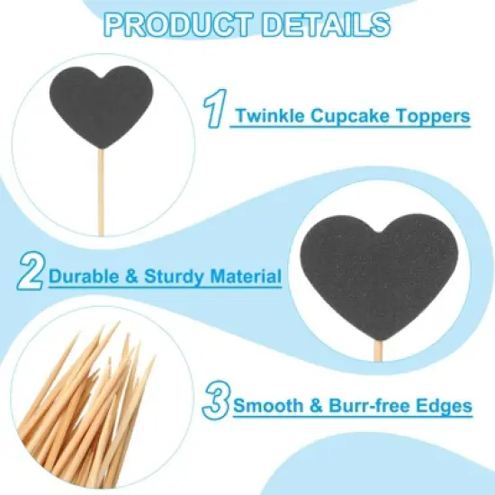 Unique Bargains Wedding Engagement Birthday Decoration Heart Shape Cupcake Toppers Picks 50 Pcs image {2}