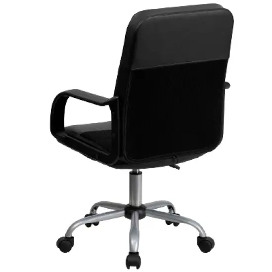 Swivel Task Chair Black Leather/Mesh - Flash Furniture image {11}