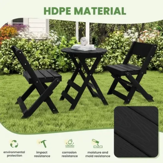 Hyleory 3-Piece Patio Bistro Set - Foldable Table & Chairs with Coffee Table, Lightweight for Balcony, Garden, Apartment ,Weather-Resistant image {6}