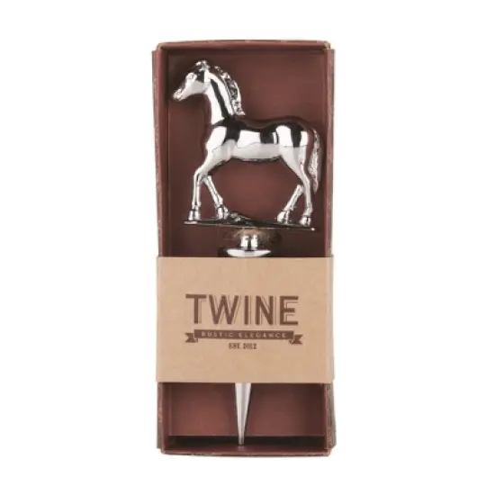 Twine Derby Wine Bottle Stopper, Keep Wine Fresh, Horse Bottle Stopper, Fits Standard Bottles, Metal, Rubber Seal, Silver, Set of 1 image {7}